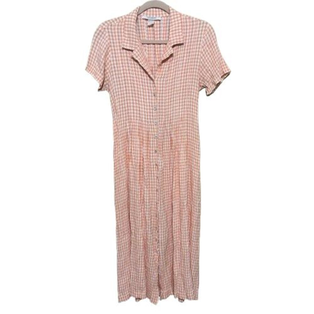 VTG Ellen Ashley Midi Maxi Dress Pink White Gingham Boho Cottage Coquette 90s